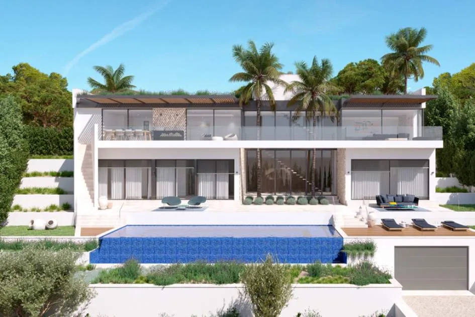 New construction villa with sea view in Camp de Mar