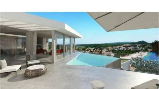 New-built villa in elevated position of Santa Ponsa with stunning landscape views and sea views