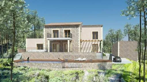 Modern country house under construction with pool in Son Font Modern country house under construction with pool in Son Font
