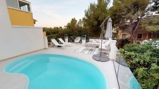 Modern townhouse with garden and private pool for sale in Costa den Blanes, Mallorca Modern townhouse with garden and private pool for sale in Costa den Blanes, Mallorca