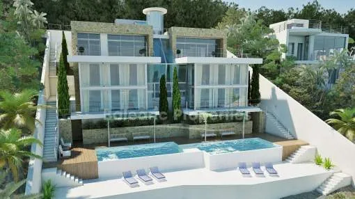 New construction project of a luxury villa with pool for sale in Cala Vinyes, Mallorca