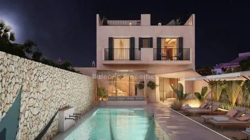 New build luxury townhouse including a 2 bedroom guest house for sale in Ses Salines, Mallorca New build luxury townhouse including a 2 bedroom guest house for sale in Ses Salines, Mallorca