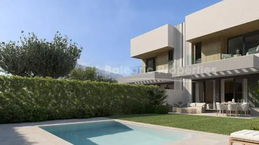 Newly built semi-detached houses for sale with private garden and pool near Llucmajor, Mallorca Newly built semi-detached houses for sale with private garden and pool near Llucmajor, Mallorca