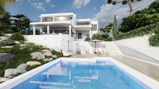 Luxury villa project with sea views for sale in Santa Ponsa, Mallorca