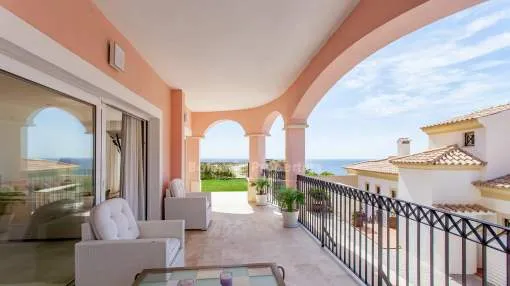 Chic garden apartment with sea views for sale in Puerto Andratx, Mallorca