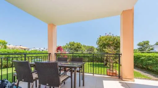 Garden apartment for sale within steps from the beach in Cala Mandia, Mallorca
