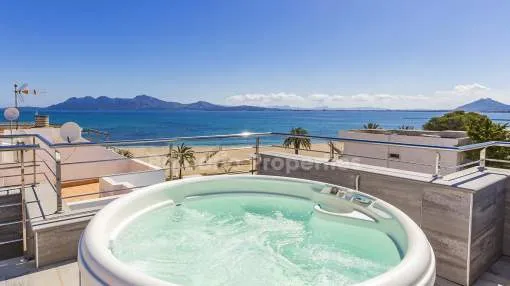 Frontline penthouse with sea views and holiday license for sale in Puerto Pollensa, Mallorca