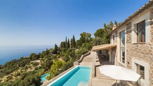 Modern villa with pool and spectacular views of the sea in Deia