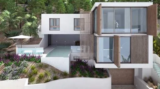 Villa under construction with modern design for sale in Santa Ponsa, Mallorca Villa under construction with modern design for sale in Santa Ponsa, Mallorca