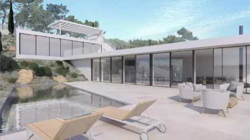 Residential plot with a modern villa project for sale in Costa D´en Blanes, Mallorca Residential plot with a modern villa project for sale in Costa D´en Blanes, Mallorca