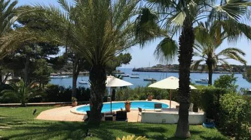 Idyllic front line villa with direct sea access for sale in Porto Petro, Mallorca