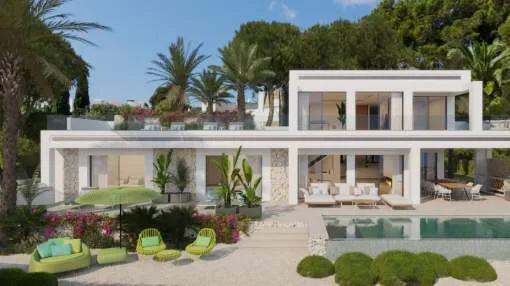 Modern Mediterranean villa with beautiful sea views for sale in Sol de Mallorca Modern Mediterranean villa with beautiful sea views for sale in Sol de Mallorca
