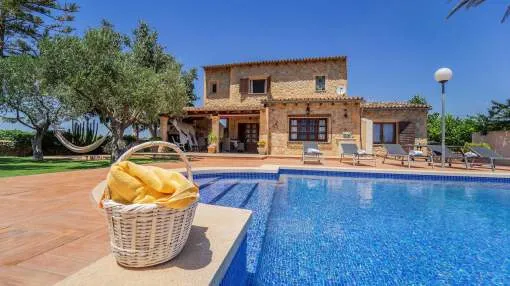 Stunning Holiday Home “Vinyes Can Grau” with Mountain View, Wi-Fi, Garden, Terrace & Pool; Parking Available