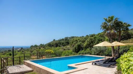 Vacation Home Sa Roca Blanca with Mountain View, Sea View, Pool, Wi-Fi, Terraces & Garden