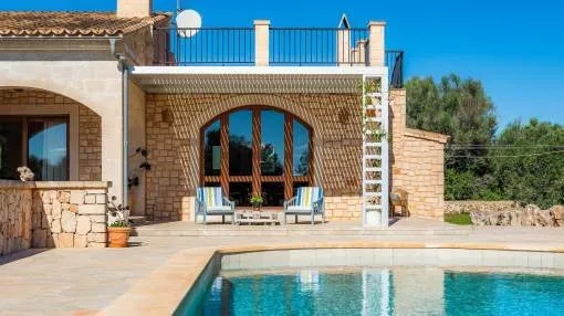 Luxurious Finca Can Simonet with Pool, A/C, Wi-Fi, Garden, Terrace, Balcony & Bbq