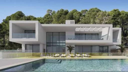 Newly built modern contemporary Villa with stunning views towards Palma Bay