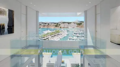 Modern luxury villa in a prime location above Port Adriano with panoramic port and sea views Modern luxury villa in a prime location above Port Adriano with panoramic port and sea views