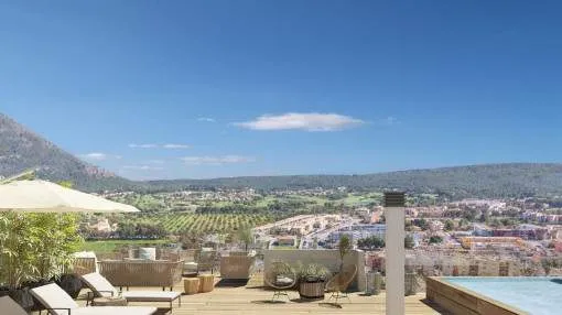 Modern penthouse apartment in a newly-built residential complex with superb sweeping views in Santa Ponsa