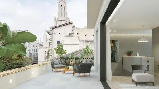 Exclusive maisonette-apartment in an historic building with a alreg terrace in the heart of the old town on the Plaza Santa Eulalia Exclusive maisonette-apartment in an historic building with a alreg terrace in the heart of the old town on the Plaza Santa Eulalia