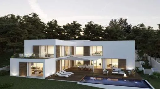 New building project! Modern luxury-villa with sea views and indoor and outdoor pool in Font de Sa Cala