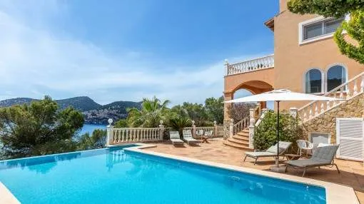 Exclusive villa with pool and panoramic sea views in a top location in Camp de Mar