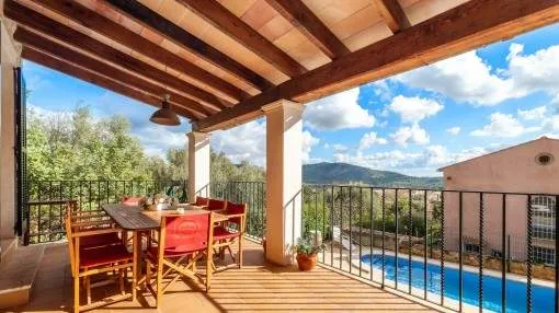 Detached chalet with well-kept Garden, saltwater pool, and panoramic views in Alaró Detached chalet with well-kept Garden, saltwater pool, and panoramic views in Alaró