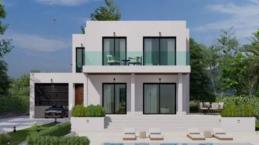 Luxurious villa with pool under construction in a quiet residential area of Nova Santa Ponsa Luxurious villa with pool under construction in a quiet residential area of Nova Santa Ponsa
