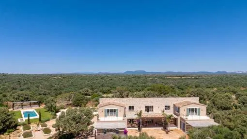 Enchanting natural-stone finca with guest-house, pool and views of Cabrera close to Es Trenc Enchanting natural-stone finca with guest-house, pool and views of Cabrera close to Es Trenc