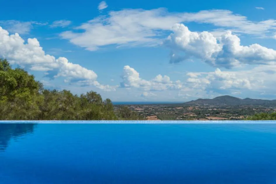 Magnificent luxurious country house on a mountain top with pool and sea views near to Manacor