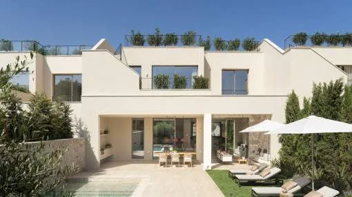 Spectacular, newly-built villa with large roof terrace and sea views only a short walk from the harbour of Cala Figuera