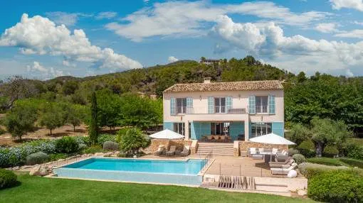 Fantastic finca property with heated pool and stunning sea views in the hills of Es Carritxó