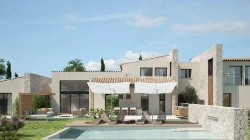 Modern finca-project with infinity-pool on an absolutely tranquil plot of land between Llucmajor and Campos