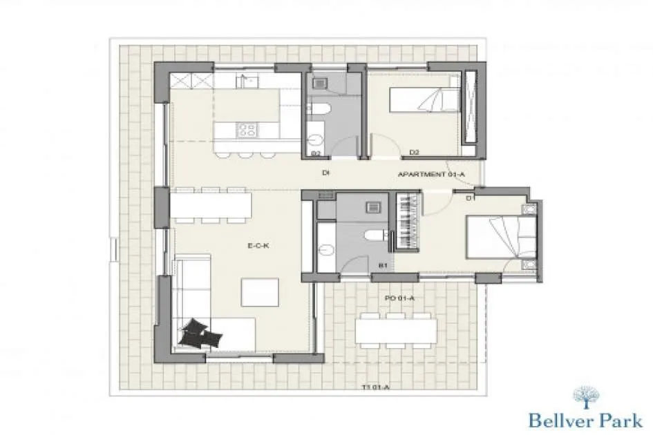 Luxury new build apartment on the 1st floor with 2 bedrooms in a beautiful complex in Son Armadams