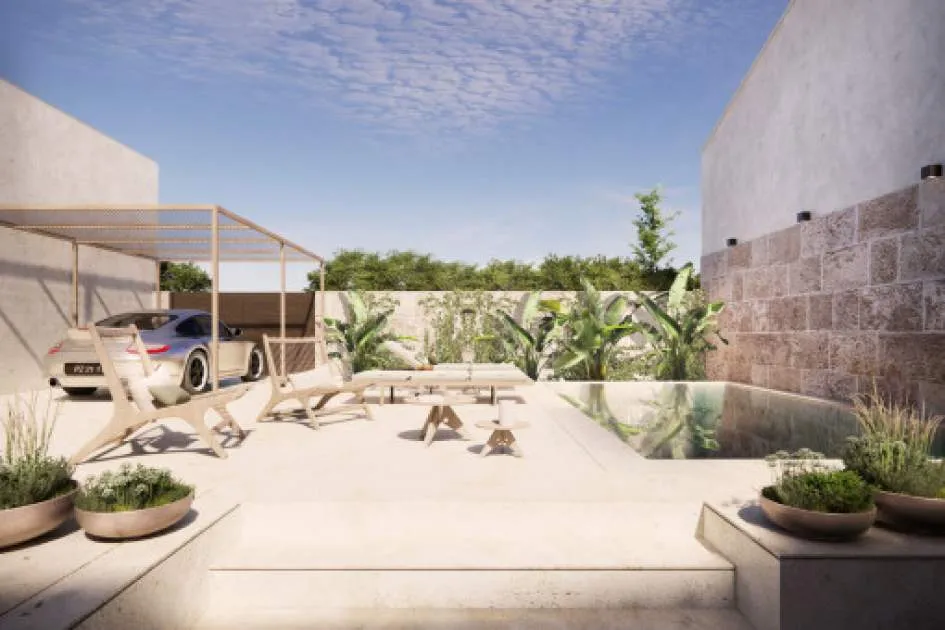 Village-house project in Maria de la Salut as a low-energy home with pool and carport