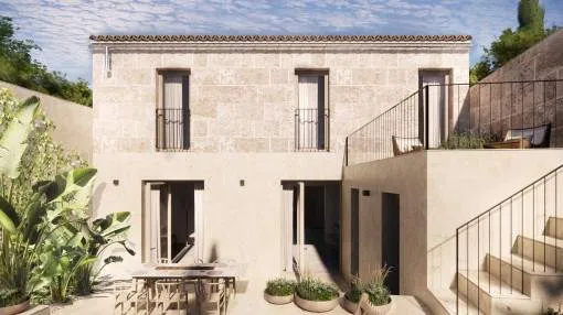Village-house project in Maria de la Salut as a low-energy home with pool and carport