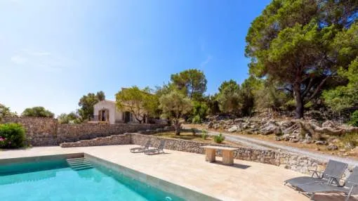 Finca with pool and guest house in Arta with distant views over the bay of Canyamel