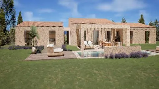 Exclusive new-build project - Single-storey natural stone finca with beautiful views and pool near Felanitx