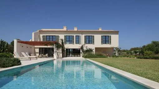 Exclusive newly-built finca with pool and breathtaking sweeping views as far as Cabrera quietly located in Ses Salines