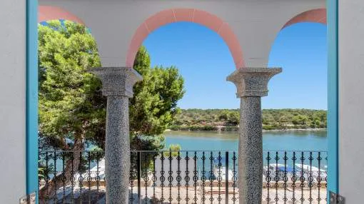 Stylish harbor house in first sea line in the old town of Portocolom