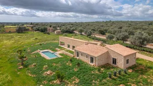 New-build finca with natural stone façade and pool in a quiet location between Campos and Es Trenc