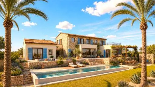 Beautiful plot near Sant Llorenç with sea views and an approved building permit. Construction can start immediately.