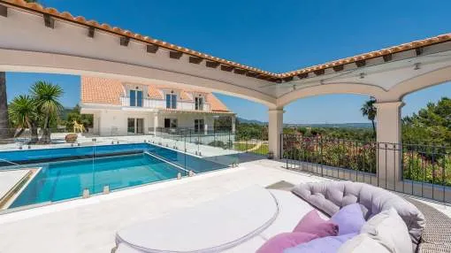 Modern country house villa with sea and panoramic views near Palma