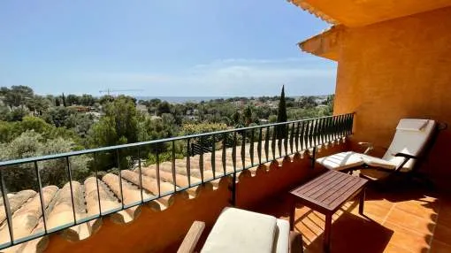 Sunny sea view villa above Puerto Portals close to schools, golf and beaches