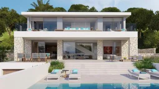 New build villa with contemporary design and sea views in Costa d'en Blanes New build villa with contemporary design and sea views in Costa d'en Blanes