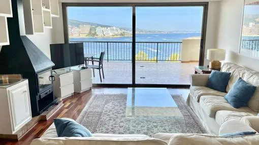 A sea view apartment located in a frontline development enjoying direct sea access and a community swimming pool