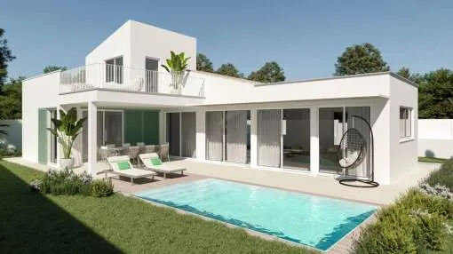 Modern villa with pool under construction in Bonaire