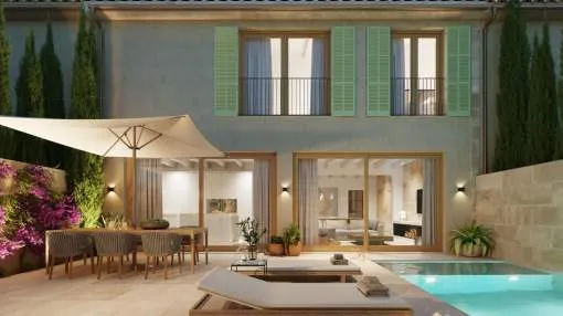 Townhouse with swimming pool under construction, garden and high qualities. Townhouse with swimming pool under construction, garden and high qualities.