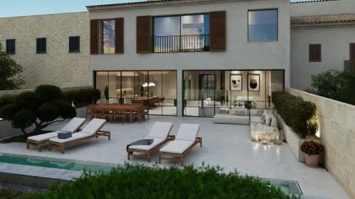 Newly built village house in Ses Salines with beautiful back garden and pool Newly built village house in Ses Salines with beautiful back garden and pool