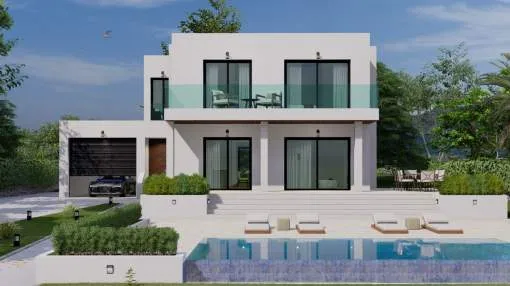 New build villa with nice and flat garden in Nova Santa Ponsa