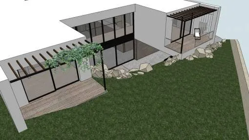 Big plot of building land and project in Cala Vinyas with approved license - start building immediately! Big plot of building land and project in Cala Vinyas with approved license - start building immediately!